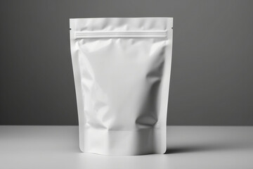 Fototapeta na wymiar White zip-lock bag on neutral background for food packaging, generative AI