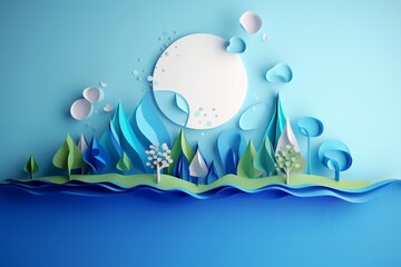 Paper art. Ecology and World Water Day. saving water from generative ai