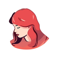 Cute cartoon girl with red hair smiling