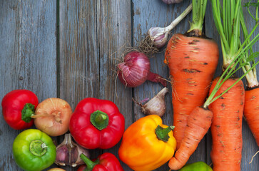 fresh vegetables on wooden table