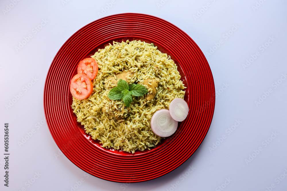 Wall mural chicken biryani spicy indian malabar biryani hyderabadi biryani dum biriyani pulao golden bowl keral