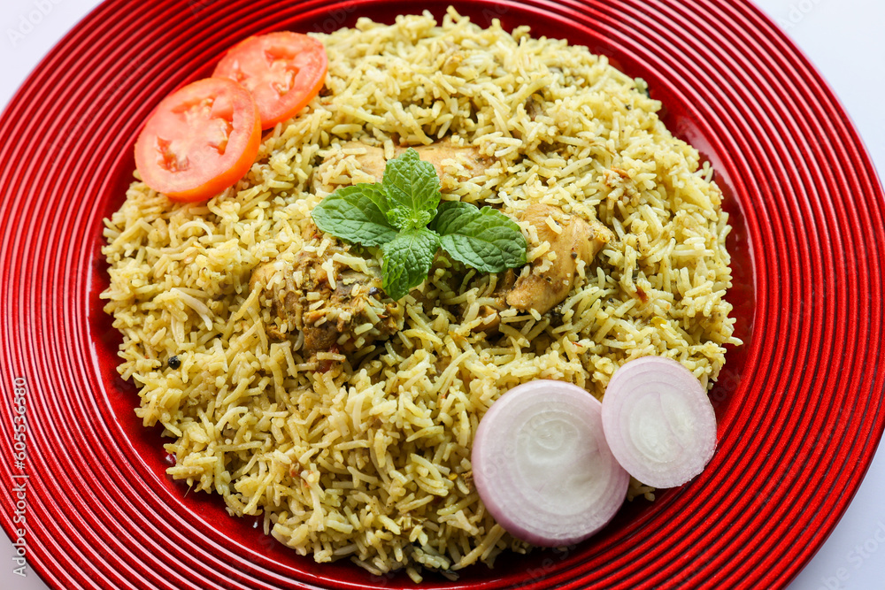 Wall mural chicken biryani spicy indian malabar biryani hyderabadi biryani dum biriyani pulao golden bowl keral