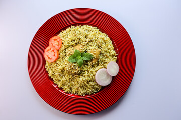 Chicken biryani Spicy Indian Malabar biryani Hyderabadi biryani Dum Biriyani pulao golden bowl...