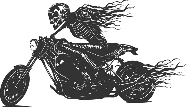 Skeletal creature riding a lowride motorcycle