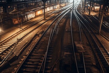 Fototapeta na wymiar A depiction of a train track network. Generative AI