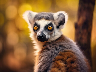 Naklejka na ściany i meble A Lemur in Nature with a Shallow Depth of Field | Generative AI