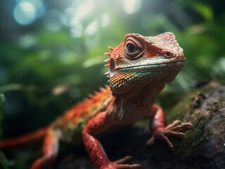 Fototapeta premium A Lizard in Nature with a Shallow Depth of Field | Generative AI