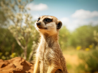 Fototapeta premium A Meerkat in Nature with a Shallow Depth of Field | Generative AI