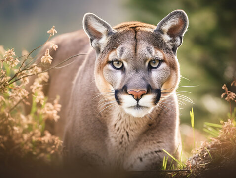 A Mountain Lion in Nature with a Shallow Depth of Field | Generative AI