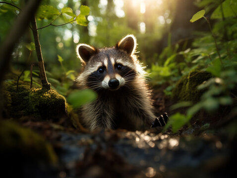 A Raccoon in Nature with a Shallow Depth of Field | Generative AI