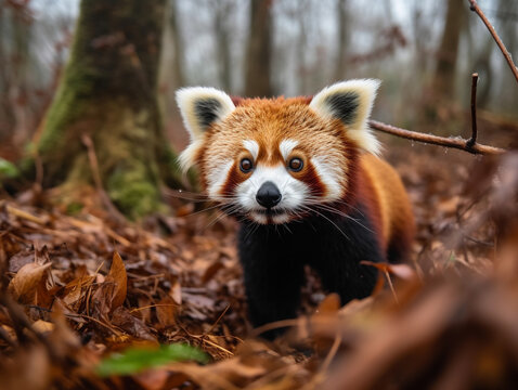 A Red Panda in Nature with a Shallow Depth of Field | Generative AI