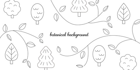 背景/線画/植物/ボタニカル/自然/新緑/ナチュラル/グラフィック素材