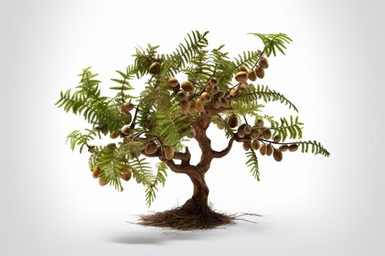 Small tamarind tree decoration with clear background, in PNG format. Generative AI