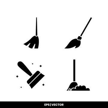 Broom icon vector illustration logo template for many purpose. Isolated on white background.