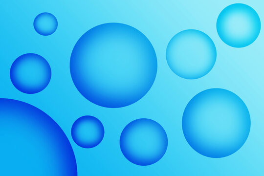 Illustration of Gradient Bright Blue Colored 3D Various Sized Spheres © jobi_pro