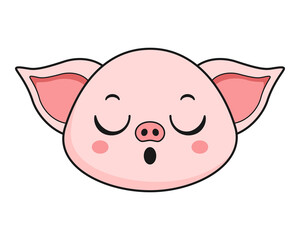 Pig Relieve Face Head Kawaii Sticker