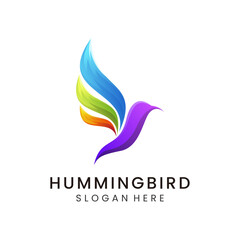 Fototapeta na wymiar Hummingbird Gradient Logo Design Template