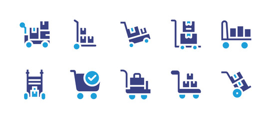 Fototapeta na wymiar Trolley icon set. Duotone color. Vector illustration. Containing trolley, luggage.