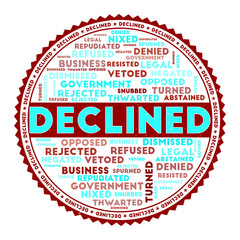 Declined concept with word clouds and round text. Nice colors and grunge texture. Amazing vector illustration.