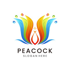 Peacock Gradient Logo Design Template