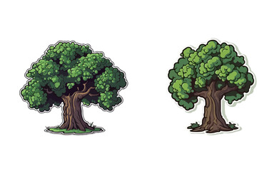trees flat vector set different style element