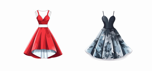 fashion Beautiful dressy lush pink and blue dresses for girls vector illustration