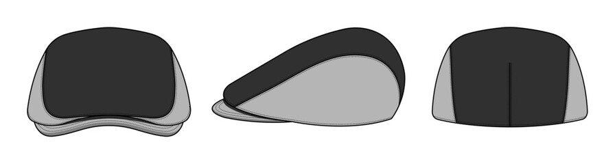 Flat cap ( hunting hat ) vector template illustration