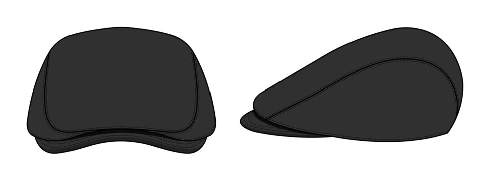 Flat cap ( hunting hat ) vector template illustration