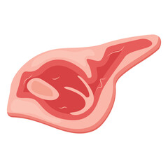 Vector cartoon image of meat products. The concept of farm fresh meat, smoked sausages, etc. Cooking and selling elements for your design.