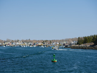 Fototapeta na wymiar Entrance to the harbor in North Haven on Vinalhaven Island Maine