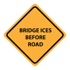 Bridge Ices before road Sign isolated on a white background.eps