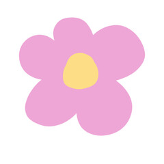 Pink cute daisy flower illustration hand drawn. 