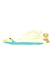  Duck illustration hand drawn sad and cry.