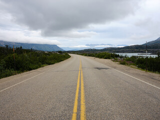 The Klondike Highway looking northward from Skagway Alaska