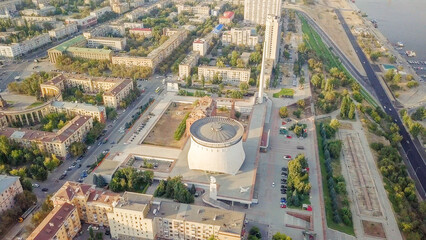 Russia, Volgograd - August 28, 2017: Museum-Reserve The Battle of Stalingrad is a museum complex in Volgograd. ( Gergardt Mill ( Grudinina ) and Panorama Museum  Battle of Stalingrad )