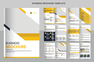Business brochure template layout design, minimal business brochure template design, corporate brochure editable template yellow layout.