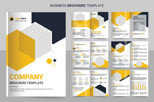 Business brochure template layout design, minimal business brochure template design, corporate brochure editable template yellow layout.