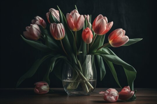 Lovely tulip arrangement. Generative AI