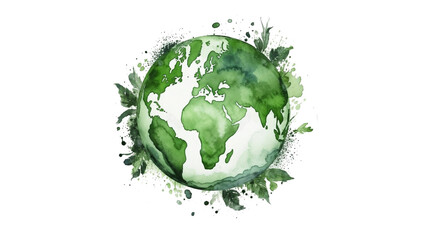 Green planet earth with leaves concept, Generative ai