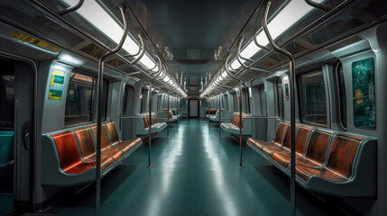 The interior of the metro train compartment