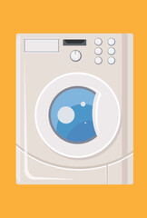automatic white washing machine vector illustration