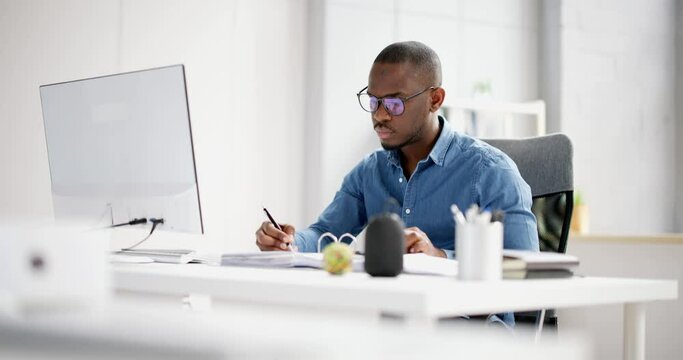 African American Accountant Doing Accounting