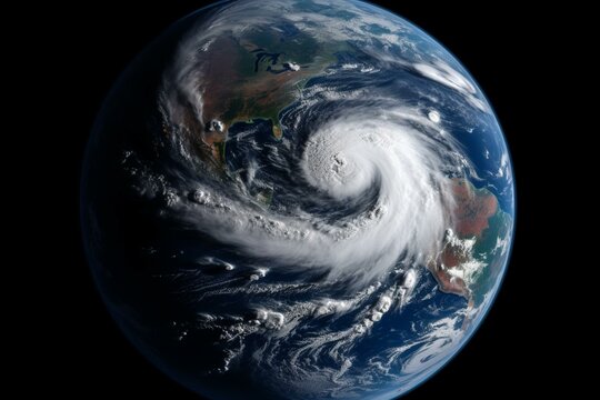 Tropical Storm Satellite Image For Climate Change Concept. Furnished By NASA. Generative AI