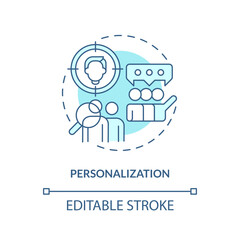 Personalization turquoise concept icon. Individual approach. Sense of belonging. Community spirit. Social interaction abstract idea thin line illustration. Isolated outline drawing. Editable stroke