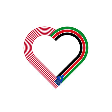 recommend clip art: unity concept. heart ribbon icon of united states and south sudan flags. vector illustration isolated on white background