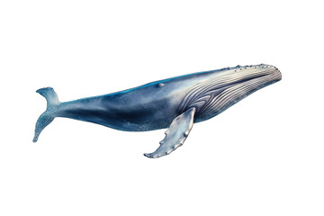 A Blue whale isolated on transparent background - Generative AI