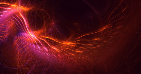 3D rendering abstract red fractal light background