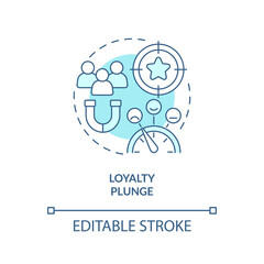 Loyalty plunge turquoise concept icon. Brand strategy. Customer retention. Shared values. Build community abstract idea thin line illustration. Isolated outline drawing. Editable stroke