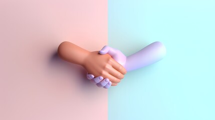 Illustration of a handshake, symbolizing cooperation and agreement, isolated on a clean background. A metaphor for partnership, trust, and successful business relationships. Generative AI