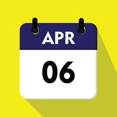 calendar with a date, independence day calendar icon, new calendar, 06 april icon with yellow icon